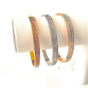 Gold filled baguette cz bangle bracelet. No tarnish.